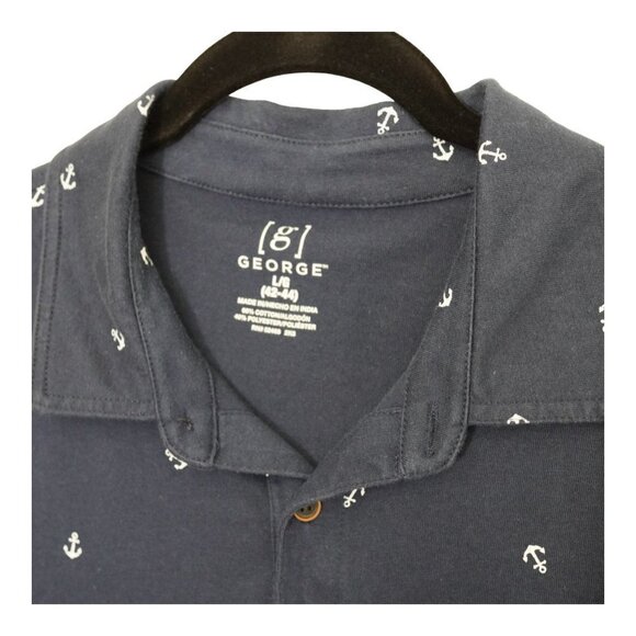 EUC [g] GEORGE Polo Blue Cove Anchor Sz‎ L - Picture 3 of 7